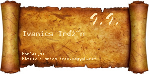 Ivanics Irén névjegykártya